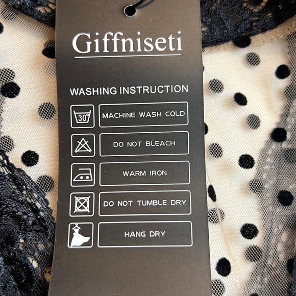 Giffniseti NWT Mesh Polkadot Whimsygoth Witchy Fairy Black Cream FlowyMaxi Dress - Picture 9 of 15